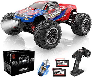 UNO1RC 1:16 Scale 40+KPH All Terrain RC Car,4WD Waterproof High Speed Electric Toy Off Road RC Monster Truck Vehicle Crawler with 2 Rechargeable Batteries for Boys Kids and Adults(Red)