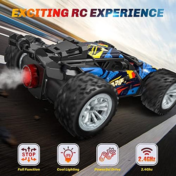 UNO1RC Cars for Boys Age 3-8, Monster Trucks Remote Control Car with Spray, 2.4Ghz Rc Drift Car Toys for 3 4 5 6 Year Old Boys Girls, 1/20 All Terrains Electric Toy Car Gift for 3-8 Year Old Boys Girls