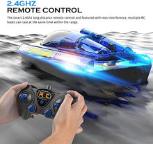 UNO1RC RC Boat with LED Light for Kids and Adults - Remote Control Boat for Pools and Lakes 2.4 GHZ RC Boats with 2 Rechargeable Battery