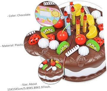 UNO1RC 74 pcs Simulation Birthday Cake kidcraft playset Kids playset Childrens Toys Toy for Kids Cake kit Food Fruits Cake Cut Cake Toy Simulation Cake Kids Cake Cutting DIY Toy self Made