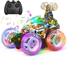 UNO1RC RC Stunt Car Invincible 360°Rolling Twister with Colorful Lights & Music Switch, Rechargeable Remote Control Car for Boys and Girls