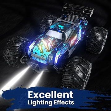 UNO1RC RC Cars for Boys 8-12, 1:18 Scale 25 KM/H Fast Remote Control Car for Adults, 2.4GHz 2WD Off Road Monster Truck with 2 Rechargeable Batteries & LED Lights, Toys Gifts for Kids