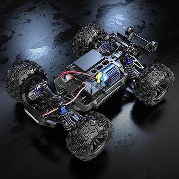 UNO1RC GO H16DR 1:16 Scale Ready to Run Fast Remote Control Car, High Speed Jump RC Monster Truck, Off Road RC Cars, 4WD All Terrain RTR RC Truck with 2 LiPo Batteries for Boys and Adults