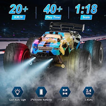 UNO1RC Remote Control Car, Remote Control Truck, 2.4Ghz All Terrain Off-Road Monster Truck, 20 KM/H Rc Cars with LED Bodylight and 2 Rechargeable Batteries Toys for Boys Age 4-7 8-12