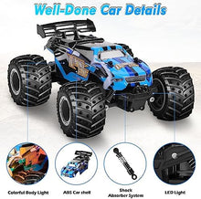 UNO1RC Remote Control Car, Remote Control Truck, 2.4Ghz All Terrain Off-Road Monster Truck, 20 KM/H Rc Cars with LED Bodylight and 2 Rechargeable Batteries Toys for Boys Age 4-7 8-12