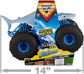 UNO1RC Jam, Official Megalodon Storm All-Terrain Remote Control Monster Truck for Boys and Girls, 1:15 Scale, Kids Toys for Ages 4-6+