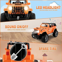 UNO1RC Remote Control car for Boys 4-7 Truck,1:16 Scale with 2 Batteries for 80 Mins Play, 2.4Ghz Off Road RC Trucks Spray Engine Sound LED Light RC Monster Truck for Boys 5-10, OX29 (Orange)