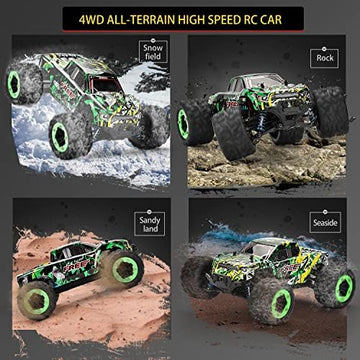 UNO1RC 1:18 Scale 2.4Ghz All-Terrain RC Cars, 40KM/H High Speed 4WD Remote Control Car for Adults Kids, Waterproof Off -Road RC Monster Trucks with 2 Batteries for 40Min Play, RC Toys Gifts for Boys