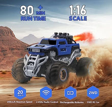 UNO1RC Monster Truck, 1:16 Scale All Terrain Off Road Large Remote Control Car with Spray, RC Cars Toy Gifts for Boys Age 8-12 and Girls 4-7,Adults