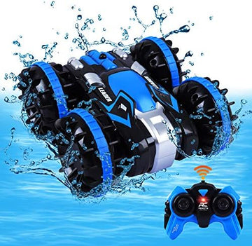 UNO1RC for 5-12 Year Old Boys RC Car for Kids 2.4 GHz Remote Control Boat Waterproof RC Monster Truck Stunt Car 4WD Remote Control Vehicle Boys Girls Birthdays Gifts All Terrain Water Beach Pool Toy