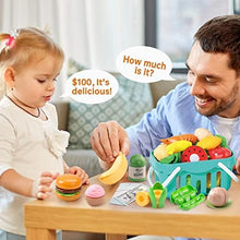 UNO1RC 130Pcs Kitchen Playset, Toddler Pretend Cooking Play Pots, Pans, Utensils Cookware, Daily Food Fruit Veges, Shopping Storage Basket, Dessert, Prop Money, Learning Gift for Child (Pink)