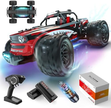 UNO1RC 1:14 Fast Shark RC Cars with Colorful Led Lights,40KM/H High Speed Remote Control Car,4X4 RTR All Terrains RC Monster Truck,Waterproof Off-Road with 2 Batteries Level Indicator for Adults Boys