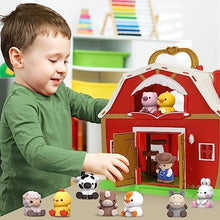 UNO1RC Big Red Barn Farm Animal Playset for 1,2,3 Year Old, Learning Toys Sensory & Cognitive Development Montessori Toys, Christmas Birthday Easter Gift for Baby Toddler Boys Girls Age 12-18 Months