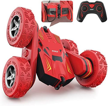 UNO1RC RC Stunt Car Toy Gift, 4WD Remote Control Car with 2 Sided 360 Rotating Rc Car for Kids Girls Boys Age 6 7 8 12, Red