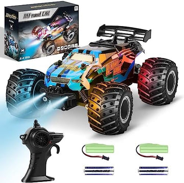 UNO1RC Remote Control Car, Remote Control Truck, 2.4Ghz All Terrain Off-Road Monster Truck, 20 KM/H Rc Cars with LED Bodylight and 2 Rechargeable Batteries Toys for Boys Age 4-7 8-12