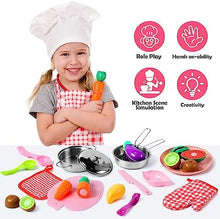 UNO1RC STONE Pretend Play Kitchen Accessories Toy, Kids Kitchen Playset with Stainless Steel Play Pots and Pans, Cutting Play Food. Storage Box, Cooking Utensils, Kids Cooking Set for Boys Girls