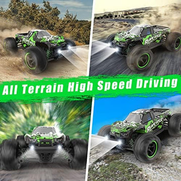 UNO1RC Control Car RC Cars for Adults Kids, 1:18 RC Car RC Truck, 4WD High Speed 40+ KM/H Off Road Monster Trucks for Boys, 2.4GHz Toy Trucks with 5 Batteries, 50+ Mins Play Gift,Green