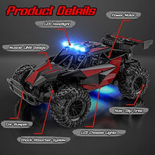 UNO1RC Remote Control Car - 2.4GHz High Speed 33KM/H RC Cars Toys, 1:12 Monster RC Truck Off Road Hobby Toys with LED Headlight and Rechargeable Battery Gifts for Adults Boys 8-12 Kids