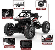 UNO1RC DE45 RC Cars Remote Control Car 1:14 Off Road Monster Truck,Metal Shell 4WD Dual Motors LED Headlight Rock Crawler,2.4Ghz All Terrain Hobby Truck with 2 Batteries for 90 Min Play,Boy Adult Gifts