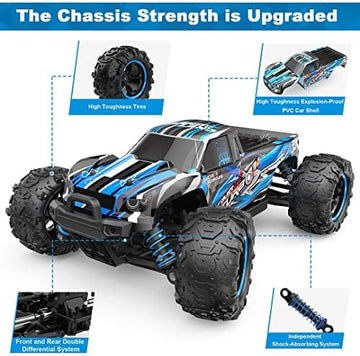 UNO1RC RC Cars 1:18 Scale Remote Control Car, 4WD High Speed 40+ Km/h Off Road RC Monster Vehicle Truck, All Terrains Electric Toy Trucks with Two Rechargeable Batteries for Boys Kids and Adults