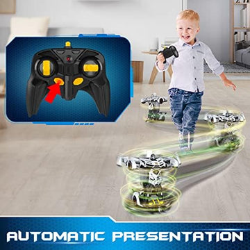 UNO1RC Remote Control Car - Transform Car Robot, One Button Deformation to Robot with Flashing Lights, 2.4Ghz 1:18 Scale Transforming Police Car Toy with 360 Degree Rotating Drifting for Boys and Girls