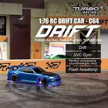 UNO1RC Turbo Racing 1:76 Scale Drift RC Car with Gyro Mini Full Proportional RTR 2.4GHZ Remote Control with 2 Replaceable Body Shell (C64-BLUE)