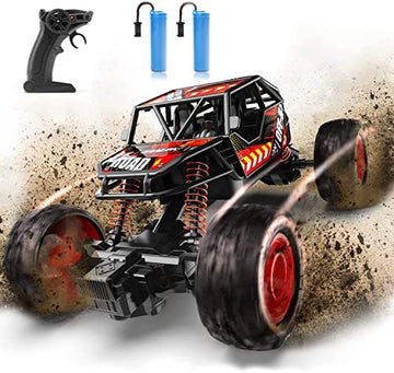 UNO1RC DE66 RC Cars W/Metal Shell, 2.4GHz Remote Control Car W/ 2 Batteries, Alloy Monster Truck for Kids, 60Mins Play Time 175 FT Control Distance Electric Toy Off-Road Crawler Gift for Boys Girls