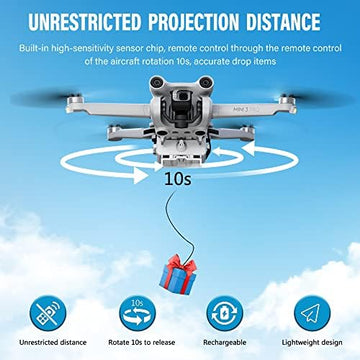 UNO1RC Drone Airdrop System for DJI Mini 4 Pro/Mini 3 Pro/Mini 3/Mini SE/Mini 2/Mini 2 SE Accessories, Payload/Delivery/Transport Drop Release Device for DJI Mini Series Drone