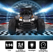 UNO1RC RC Car, 1/14 Scale 2WD High Performance Off Road Car, 2.4Ghz Radio Control Anti-Interference Electronic Truck with 2 Rechargeable Batteries, Great Gifts for Kids and Adults