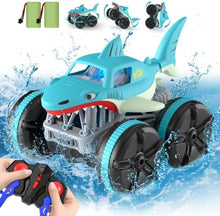 UNO1RC Remote Control Car Amphibious, 2.4 GHz 4WD 1:14 Scale All-Terrain Waterproof Remote Control Monster Truck, RC Boat Shark Car Toys for 3-12 Years Old Boys Girls