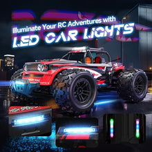 UNO1RC 1:14 Fast Shark RC Cars with Colorful Led Lights,40KM/H High Speed Remote Control Car,4X4 RTR All Terrains RC Monster Truck,Waterproof Off-Road with 2 Batteries Level Indicator for Adults Boys