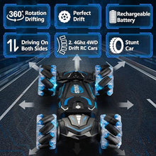 UNO1RC Cars Remote Control car for Boys 360°Rotating 4WD RC Stunt car Transform 2.4Ghz Hand Controlled Toys for Boys 4-7 Birthday Presents for Kids Age 7 8 9 10 11 yr (Blue)