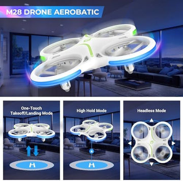 UNO1RC M28 Mini Drones for Kids and Beginners, Small LED RC Quadcopter with Headless Mode, Auto Hovering, 3D Flip, 3 Speed, Colorful LED Lights, 2 Batteries (15MINIS), Great Gift Toy for Boys and Girls