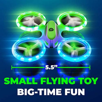 UNO1RC UFO 3000 LED Mini Drone for Kids - Remote Control Drone, Small RC Quadcopter Beginners with LEDs, 360 Flips, 4-Channel Control, 2 Speeds, and Batteries