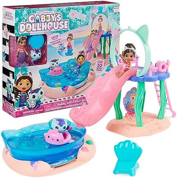 UNO1RC Dollhouse, Purr-ific Pool Playset with Gabby and MerCat Figures, Color-Changing Mermaid Tails and Pool Accessories Kids Toys for Ages 3 and Up