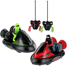 UNO1RC N' Play Set of 2 Remote Control Bumper Cars, Stunt RC Battle Cars with Drivers, Toy Game for Boys & Girls Ages 6+, Black Red