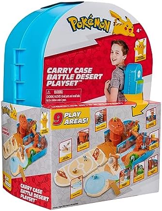 UNO1RC Carry CASE Battle Desert PLAYSET - Portable Transforming Playset with Action Features and 2-inch Pikachu Battle Figure