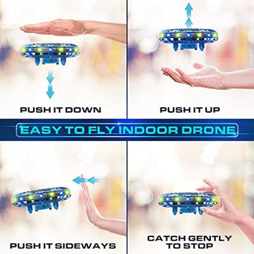 UNO1RC Scoot Pro Hand Operated Drone for Kids Adults - 360 Induction Hands Free Motion Sensors Mini Drone with Bright LED Projection, Easy Indoor Small UFO Toy Flying Ball Drone Toy for Boys and Girls