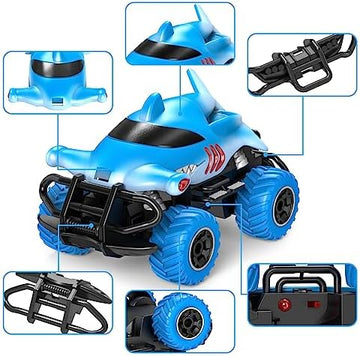 UNO1RC Control Car for Boys 2-5, RC Toys for 2 3 4 5 Year Old Boys, Shark Monster Truck Toy Vehicle,Mini 1:43 Scale Car Toys for Boys 3-5 Years Old Truck, Toy Cars Best Gift for Age 3 4 5 6 Kids