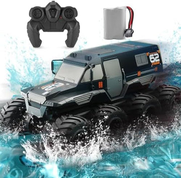 UNO1RC Amphibious RC Truck, 2.4G Offroad Waterproof Large Remote Contorl Car for Boys 4-12 , All Terrain RC Car Toys For 7 8 9 10 11 12 Year Old Boys/Girls 4+, Gift Birthday Chirstams-Black