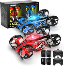 UNO1RC 2Pack Mini Drones for Kids,Beginners,Adults, Small RC Drone Quadcopter with 2-In-1 Race and Fly Mode,LED Light,Altitude Hold,3D Flip,4 Batteries,Stress Relief for Adult,Toy Gift for Boys Girls