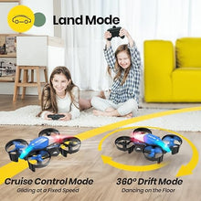 UNO1RC Stone HS210F Mini Drone for Kids, 2 In 1 Small Indoor RC Quadcopter Helicopter Plane with Battery, Land and Fly Mode, Auto Hovering, 3D Flip, Headless Mode, Toy Gift for Boys and Girls, Blue