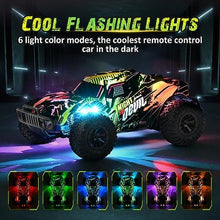 UNO1RC RC Cars 13 Inch Colorful Bodylight Remote Control Car for Boys 50+min Play with 2 Rechargeable Batteries, 20 km/h All Terrains Off Road RC Trucks Birthday Gift