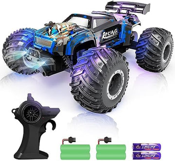 UNO1RC RC Cars for Boys 8-12, 1:18 Scale 25 KM/H Fast Remote Control Car for Adults, 2.4GHz 2WD Off Road Monster Truck with 2 Rechargeable Batteries & LED Lights, Toys Gifts for Kids