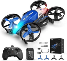 UNO1RC Stone HS210F Mini Drone for Kids, 2 In 1 Small Indoor RC Quadcopter Helicopter Plane with Battery, Land and Fly Mode, Auto Hovering, 3D Flip, Headless Mode, Toy Gift for Boys and Girls, Blue