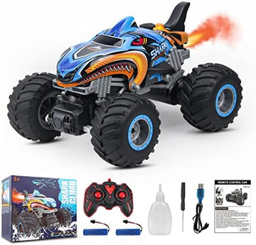 UNO1RC 1:16, 2.4 GHz All Terrain Monster Truck, RC Truck 2 Rechargeable Batteries for 80 Mins Play, Spray Remote Control Car for Boys 8-12 and Girls or Adult, MK724A