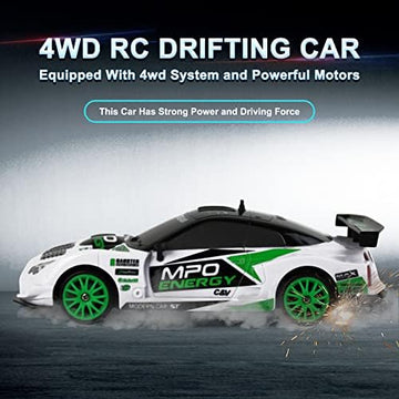 UNO1RC Control Car RC Drift Car 2.4GHz 1:24 Scale 4WD 15KM/H High Speed Model Vehicle LED Lights Drifting Tire Racing Sport Toy Car for Adult Boy Girl Kid Gift 2Pcs Rechargeable Batterie