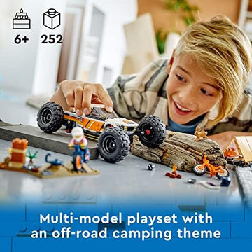 UNO1RC City 4x4 Off-Roader Adventures 60387 Building Toy - Camping Set Including Monster Truck Style Car with Working Suspension and Mountain Bikes, 2 Minifigures, Vehicle Toy for Kids Ages 6+