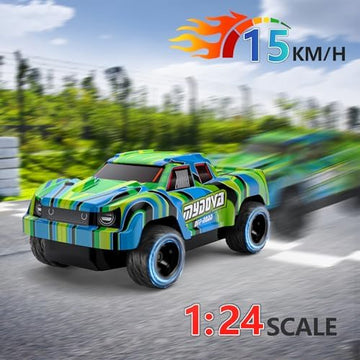 UNO1RC Remote Control Truck, 2.4Ghz Rechargeable 1:24 RC Cars, Monster Truck with Colored Lights Toy,Christmas Birthday Gift for Boys 8-12 and Girls 4-7, Adults