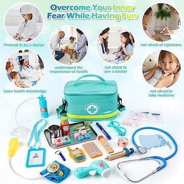 UNO1RC Doctor Kit for Kids, 34 Pcs Pretend Playset for Toddlers, Doctor kit for Toddlers 3-5, with Medical Bag, Stethoscope and Other Accessories, for Boys and Girls Fun Role Playing Game